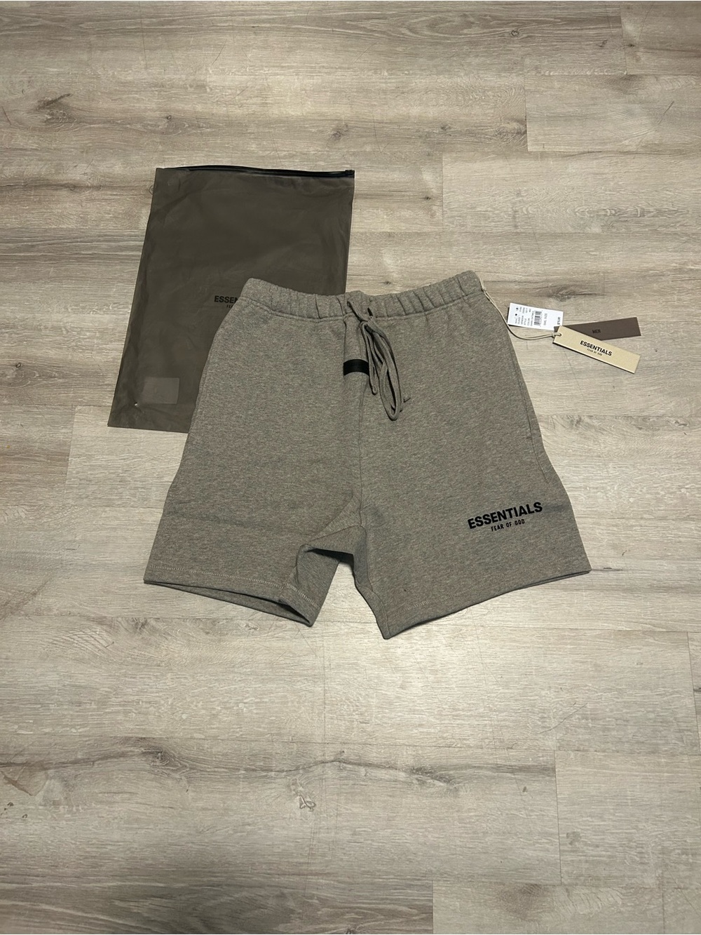 ESSENTIALS Men's Olive Gray Drawstring Athletic Shorts